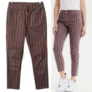 American Eagle Outfitters Mom Jeans Red Striped Denim pants stretch casual 2